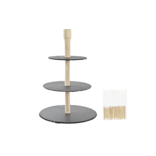 Snack bakke 3-lags stativ Bambus Bræt 28 x 28 x 39,5 cm