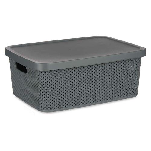 Opbevaringsboks med låg Antracit Plastik 13 L 28 x 15,5 x 39 cm (12 enheder)