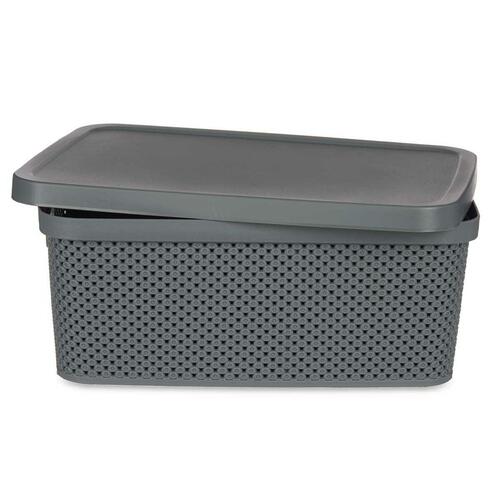 Opbevaringsboks med låg Antracit Plastik 13 L 28 x 15,5 x 39 cm (12 enheder)