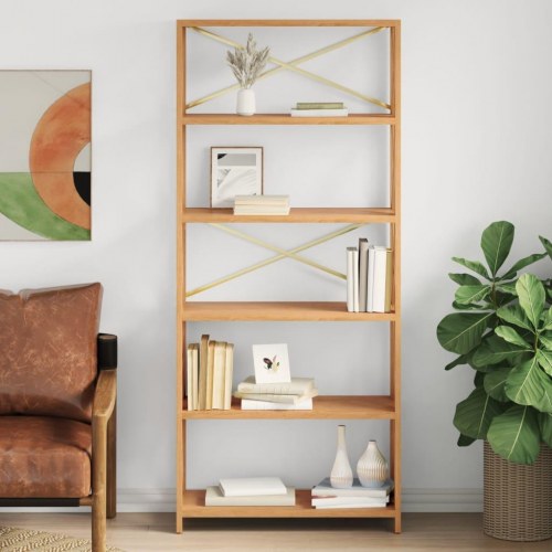 Reol med 6 hylder 80x30x181 cm massivt egetræ