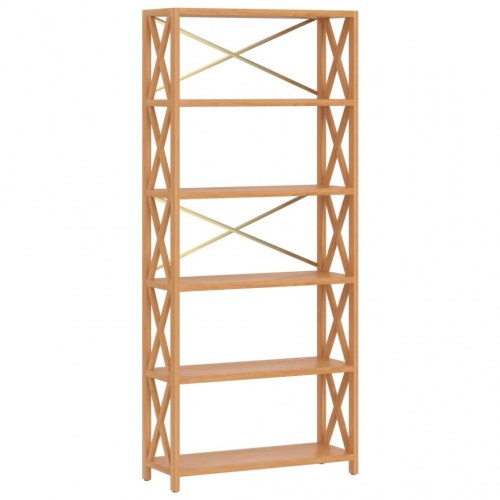 Reol med 6 hylder 80x30x181 cm massivt egetræ