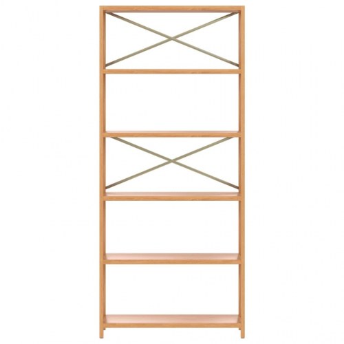 Reol med 6 hylder 80x30x181 cm massivt egetræ