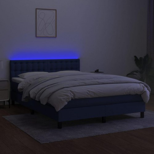 Kontinentalseng med LED-lys 140×190 cm - stof, blå