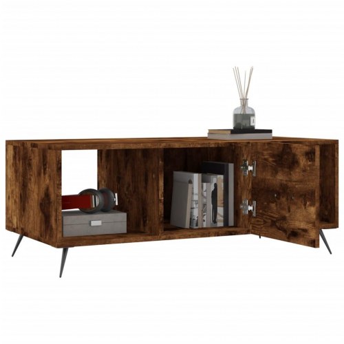 Sofabord 102x50x40 cm konstrueret træ røget egetræsfarve