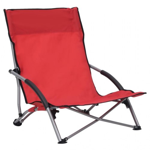 Foldbare strandstole - 2 stk. i oxfordstof, rød