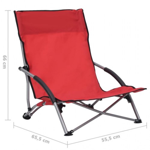 Foldbare strandstole - 2 stk. i oxfordstof, rød