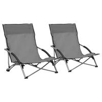 Foldbare strandstole 2 stk. stof grå