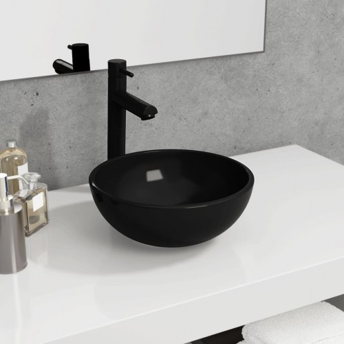 Håndvask i hærdet glas 30 × 12 cm - sort bordmodel