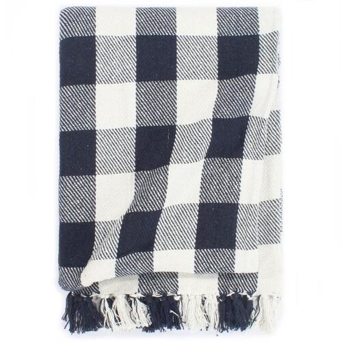 Plaid 220x250 cm bomuld ternet marineblå