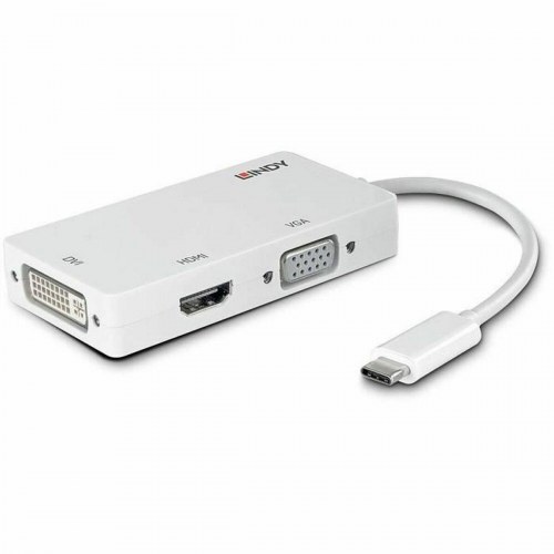 LINDY USB-C til HDMI/DVI/VGA multiport adapter 43273 - Hvid