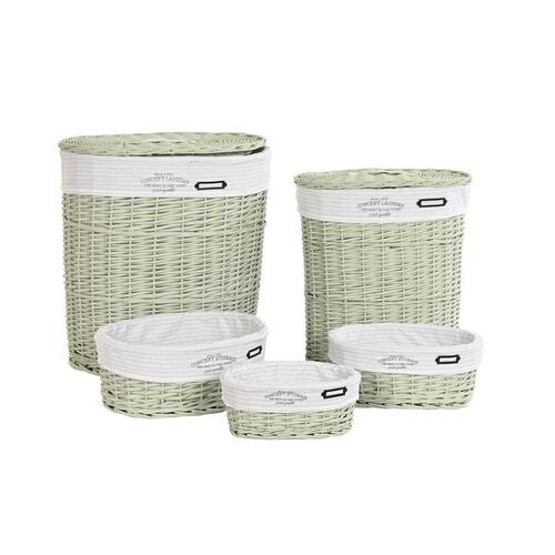 Set med kurve Grøn flet 51 x 37 x 56 cm (5 Dele)