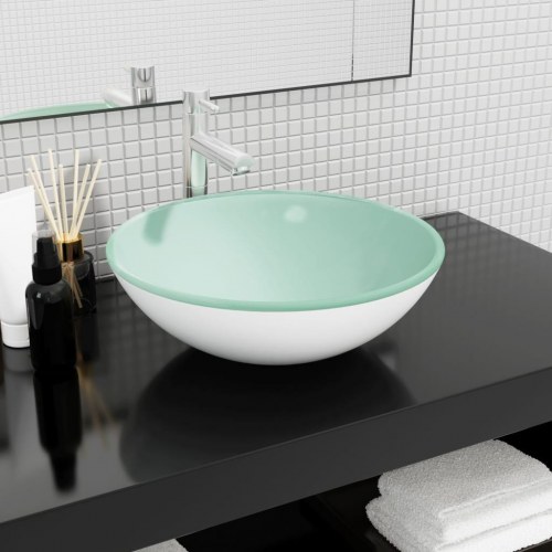 Håndvask i hærdet glas 42 × 14 cm - hvid