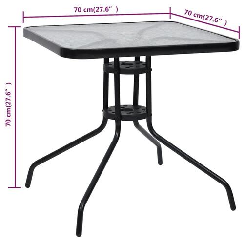 Havebord 70x70x70 cm stål sort