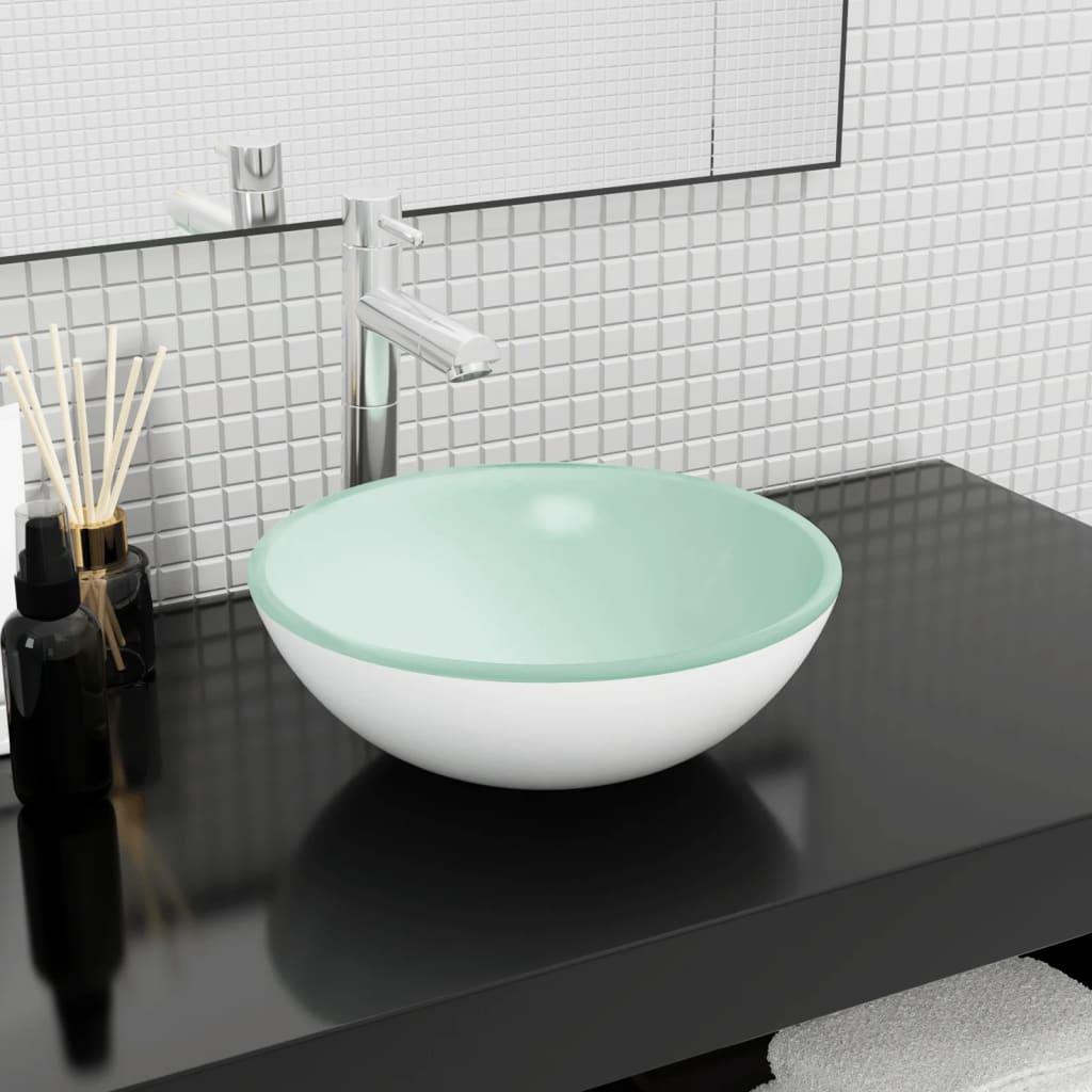 Håndvask 35x12 cm hærdet glas hvid