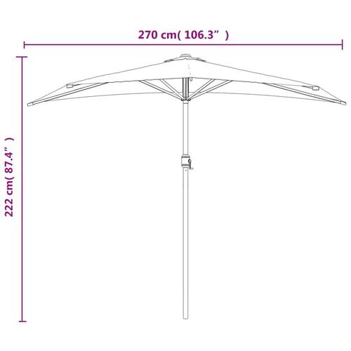 Altanparasol med aluminiumsstang 270x144x222 cm halv terrakotta