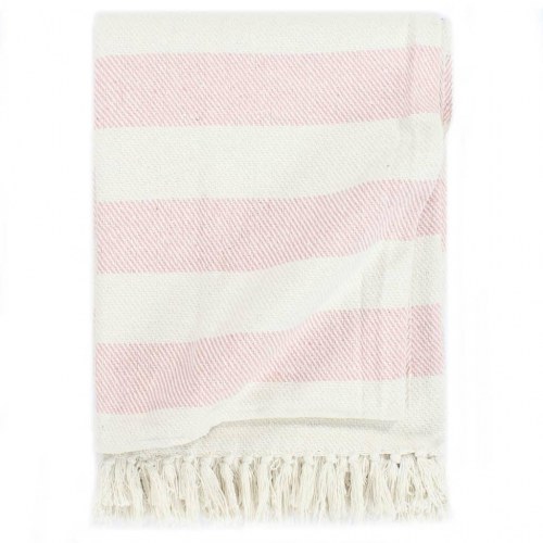 Plaid 160x210 cm bomuld stribet gammelrosa