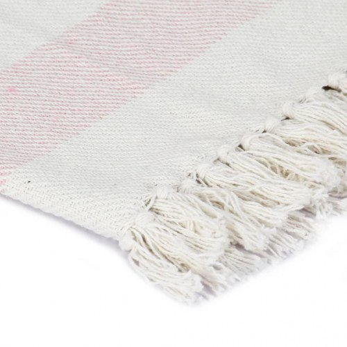 Plaid 160x210 cm bomuld stribet gammelrosa