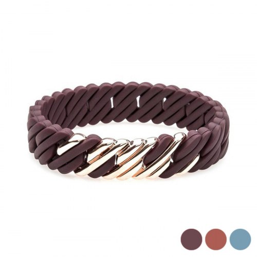 TheRubz armbånd i silikone og rustfrit stål - brun, 15 mm x 18 cm