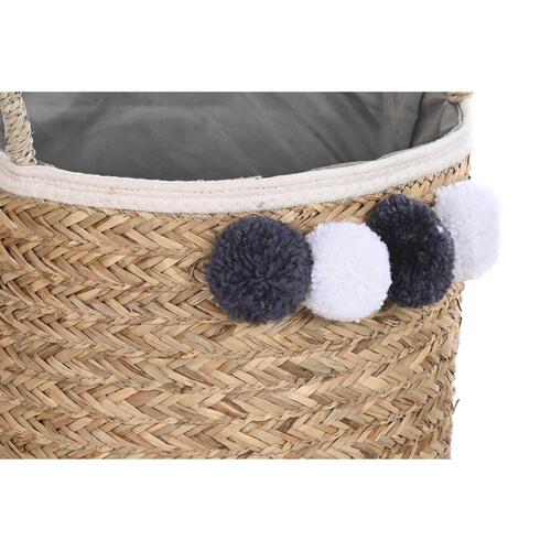Kurvesæt Natur Bomuld Pomponer Naturlig fiber (40 x 40 x 35 cm)