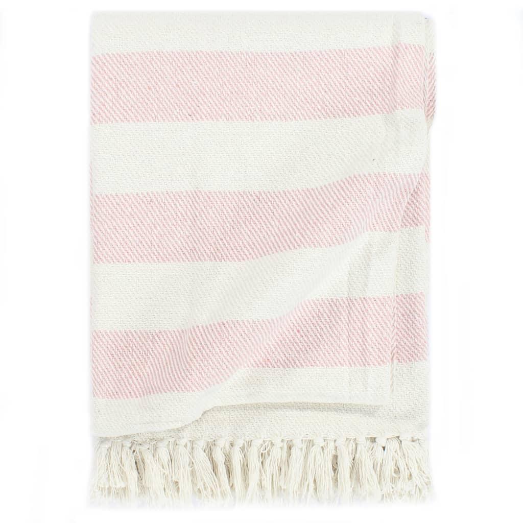 Plaid 220x250 cm bomuld stribet gammelrosa