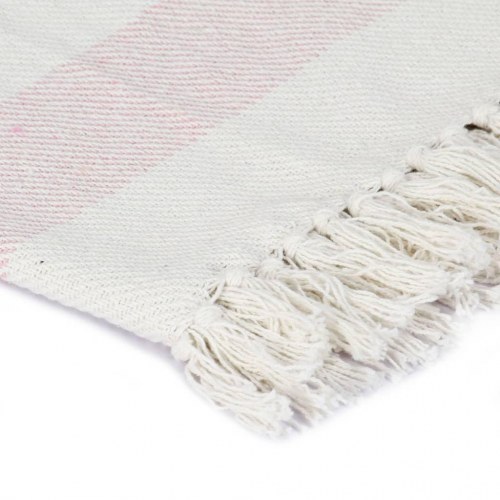Plaid 220x250 cm bomuld stribet gammelrosa