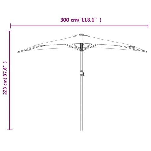 Altanparasol med aluminiumsstang 300x155x223 cm halv bordeaux