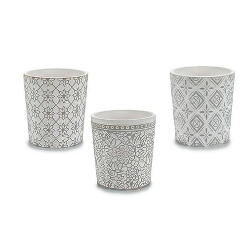 Urtepotte Mønster Hvid Grå Keramik 12,3 x 12 x 12,3 cm (144 enheder)