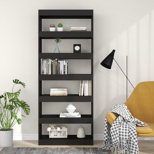 Bogreol/rumdeler 80x30x198 cm konstrueret træ sort