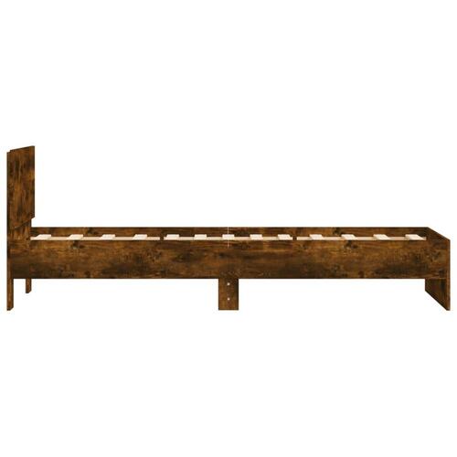 Sengeramme med sengegavl 75x190 cm konstrueret træ røget eg
