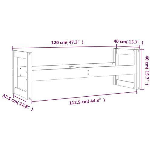 Dækreol 120x40x40 cm massivt fyrretræ sort