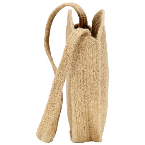 Rund skuldertaske håndlavet jute naturfarvet