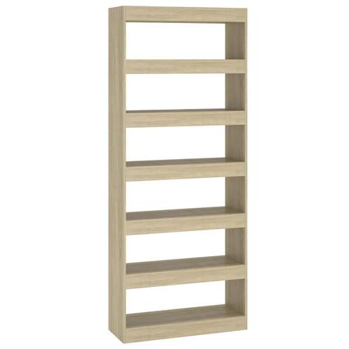 Bogreol/rumdeler 80x30x198 cm konstrueret træ sonoma-eg