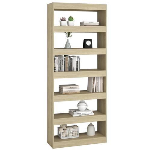 Bogreol/rumdeler 80x30x198 cm konstrueret træ sonoma-eg
