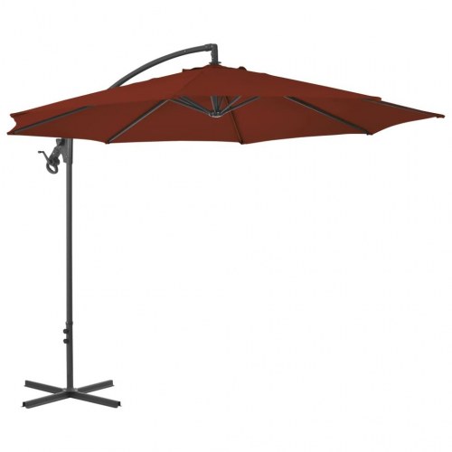 Hængeparasol 300 cm stålstang terrakotta