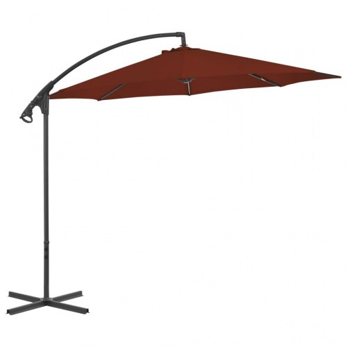Hængeparasol 300 cm stålstang terrakotta