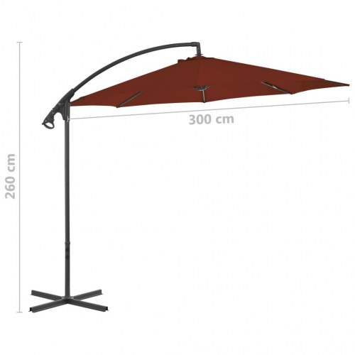 Hængeparasol 300 cm stålstang terrakotta