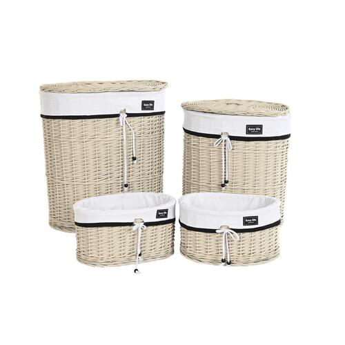Set med kurve Hvid Beige flet 51 x 38 x 58 cm