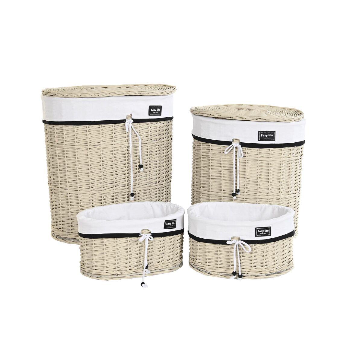 Set med kurve Hvid Beige flet 51 x 38 x 58 cm