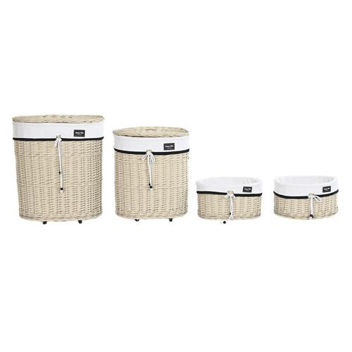 Set med kurve Hvid Beige flet 51 x 38 x 58 cm
