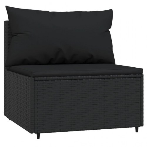 Midtermodul til havesofa med hynder polyrattan sort