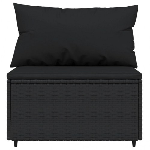 Midtermodul til havesofa med hynder polyrattan sort