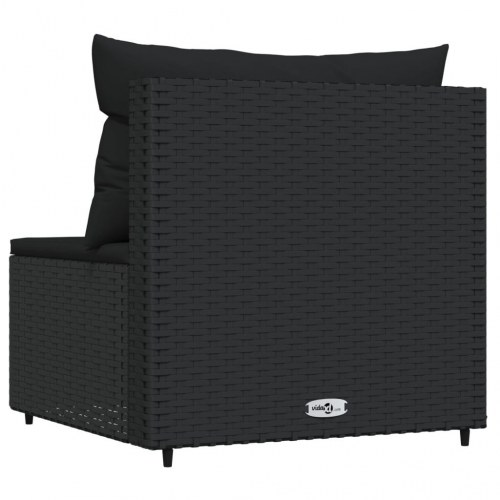 Midtermodul til havesofa med hynder polyrattan sort