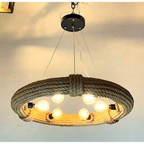Loftlampe brun tov - 6 pærer (51 × 51 × 10 cm)