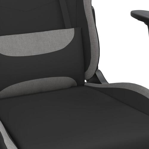Gamingstol med massagefunktion + fodstøtte stof sort og lysegrå