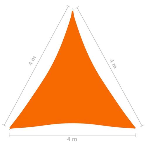 Solsejl 4x4x4 m oxfordstof trekantet orange
