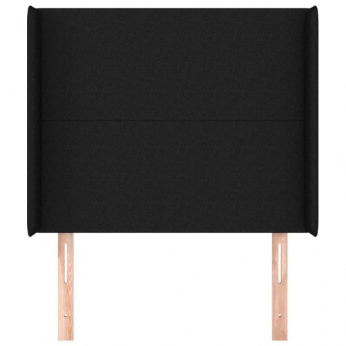 Sengegavl med kanter 83 x 16 x 118/128 cm stof - sort