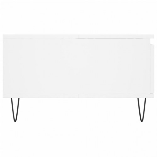 Sofabord i hvidt konstrueret træ - 90 × 60 × 35 cm med jernben