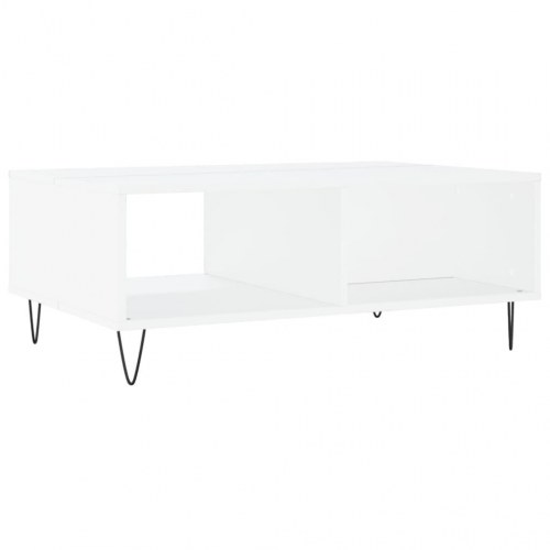 Sofabord i hvidt konstrueret træ - 90 × 60 × 35 cm med jernben