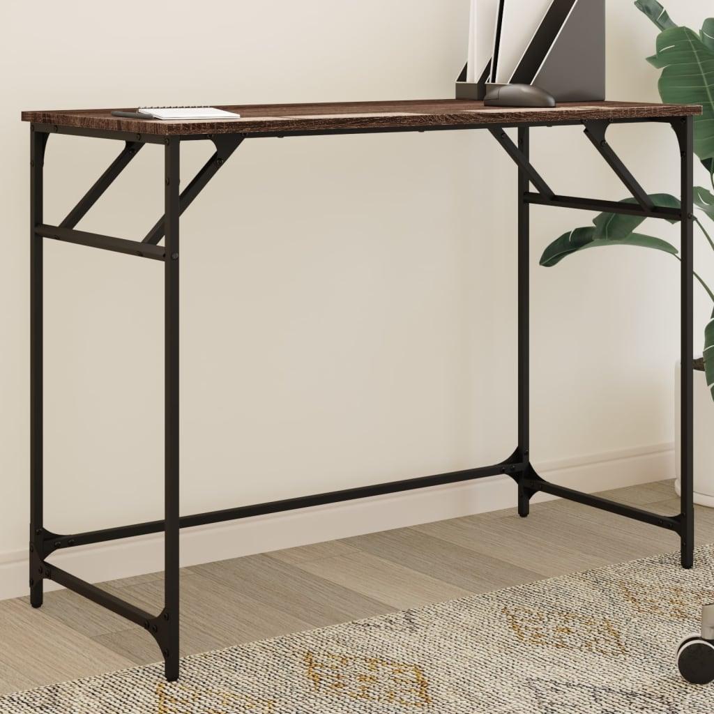 Skrivebord 100x45x76 Cm Konstrueret Træ Og Stål Brunt Eg