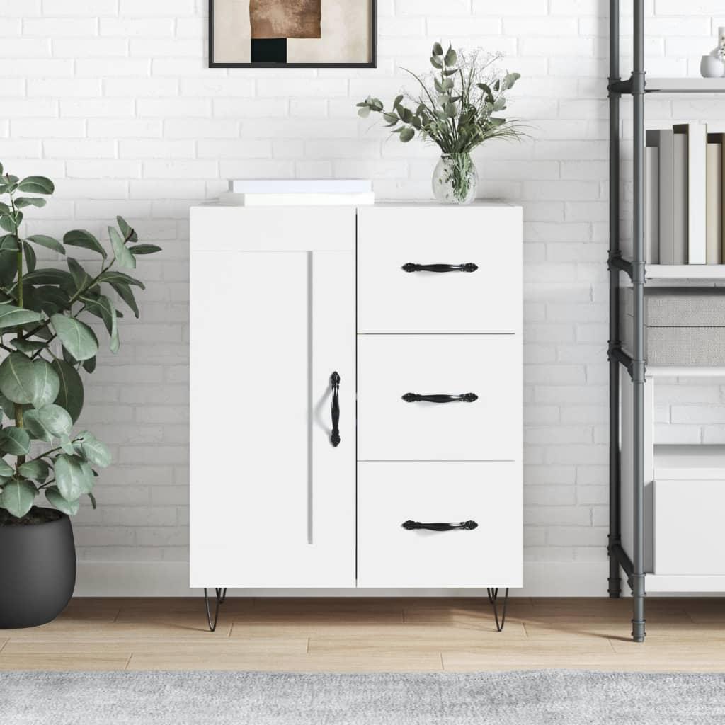 Skænk i hvidt konstrueret træ - 69,5 × 34 × 90 cm